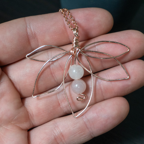 Rose Quartz Butterfly Necklace #1