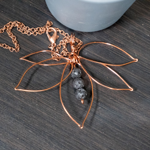 Lava Rock Butterfly Necklace #3