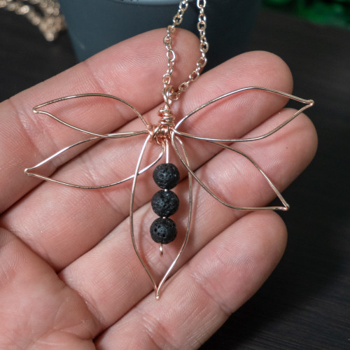 Lava Rock Butterfly Necklace #2