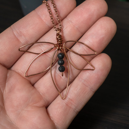 Lava Rock Butterfly Necklace #1