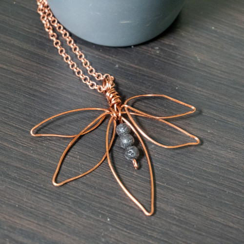 Lava Rock Butterfly Necklace #1