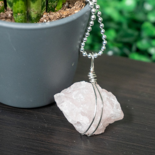 Raw Rose Quartz Necklace #3