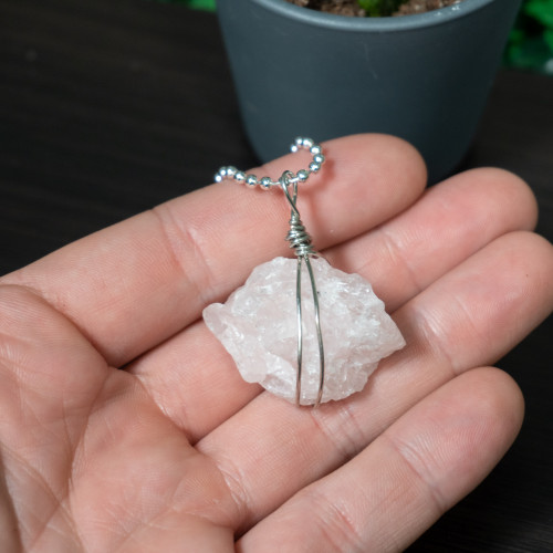 Raw Rose Quartz Necklace #3