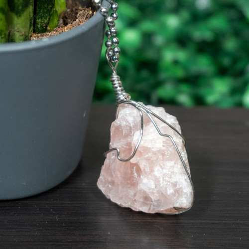 Raw Rose Quartz Necklace #2