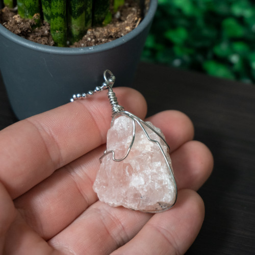 Raw Rose Quartz Necklace #2