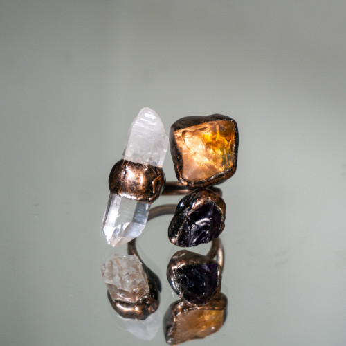 Quartz, Calcite, Fluorite Ring #1